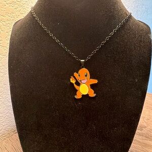 Charmander Enamel Pendant Necklace - Orange Yellow